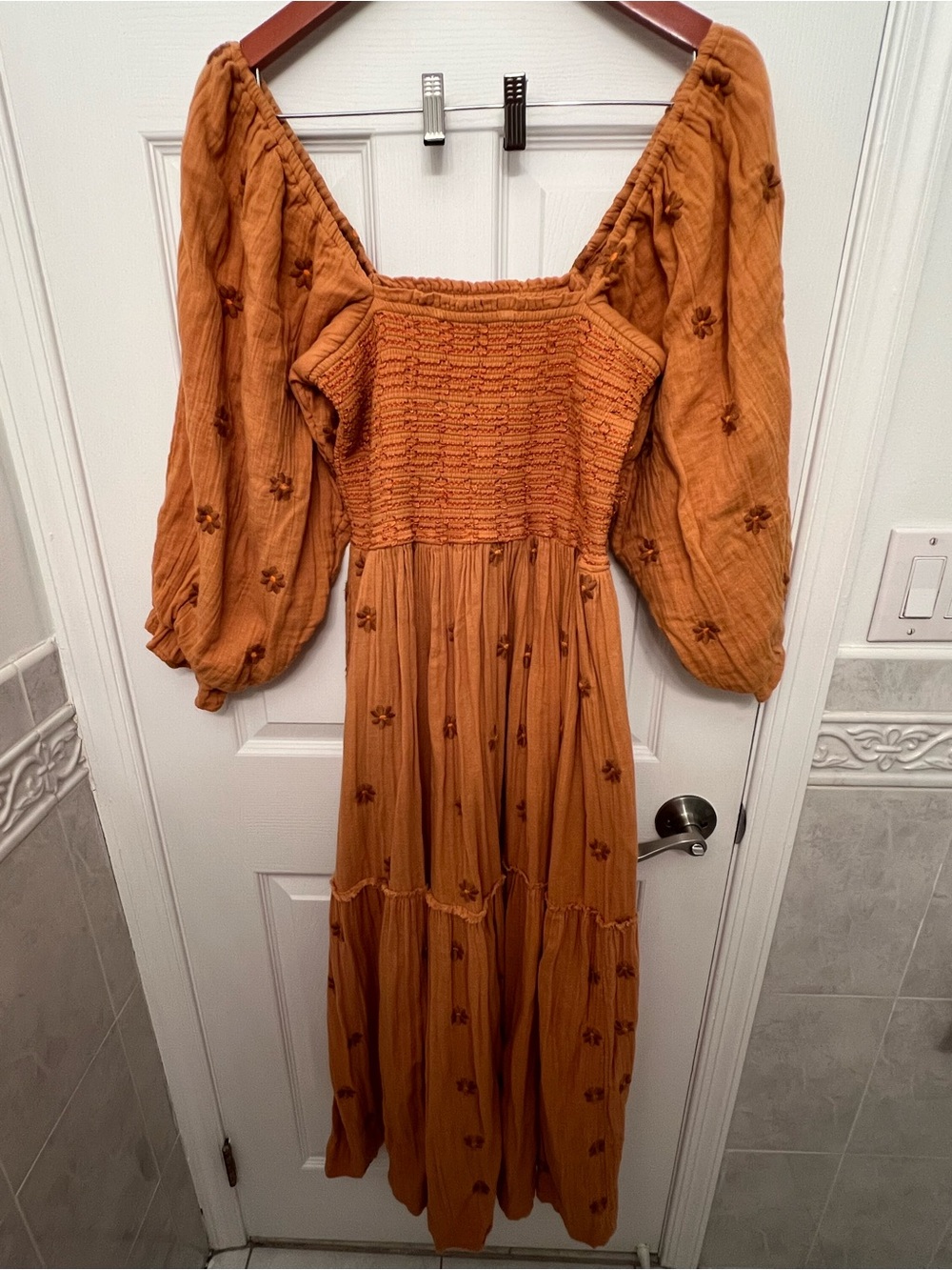 Free People Dahlia Embroidered Mustard Yellow Maxi Dress - Picture 2 of 7